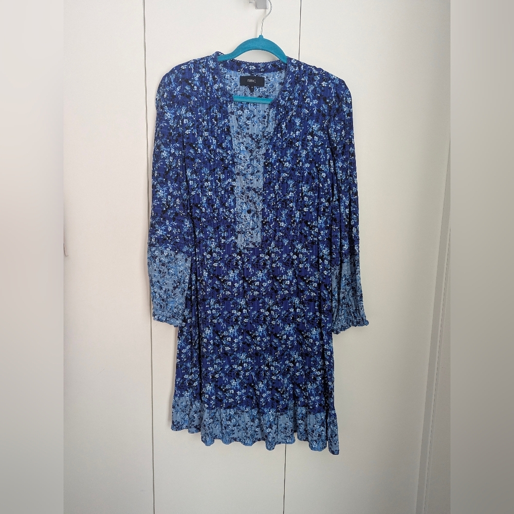 Next Blue Floral Long Sleeve Dress
